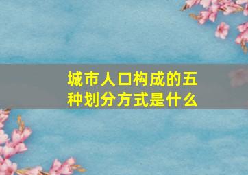 城市人口构成的五种划分方式是什么