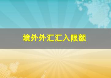 境外外汇汇入限额