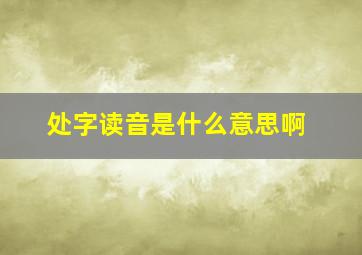 处字读音是什么意思啊