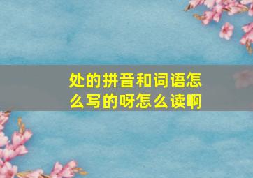 处的拼音和词语怎么写的呀怎么读啊