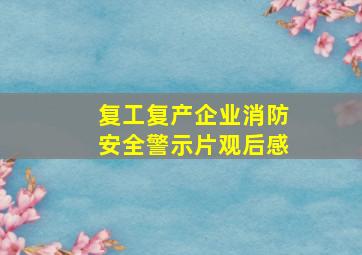 复工复产企业消防安全警示片观后感