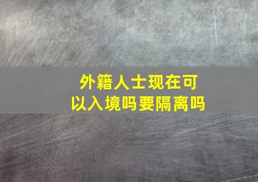 外籍人士现在可以入境吗要隔离吗