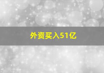 外资买入51亿