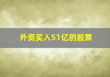 外资买入51亿的股票