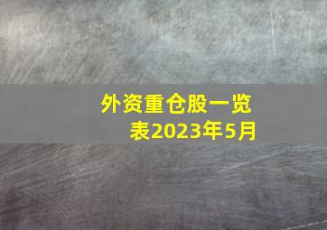 外资重仓股一览表2023年5月