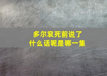 多尔衮死前说了什么话呢是哪一集