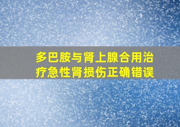 多巴胺与肾上腺合用治疗急性肾损伤正确错误