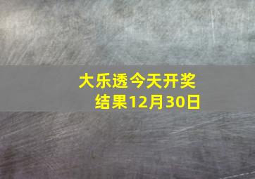 大乐透今天开奖结果12月30日