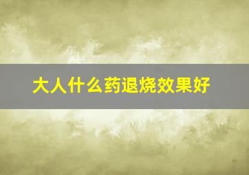 大人什么药退烧效果好