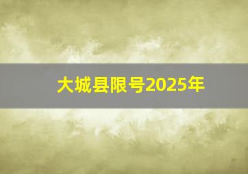 大城县限号2025年