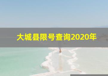 大城县限号查询2020年