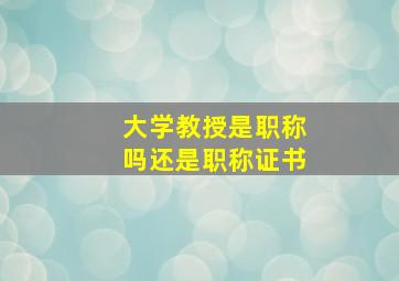 大学教授是职称吗还是职称证书