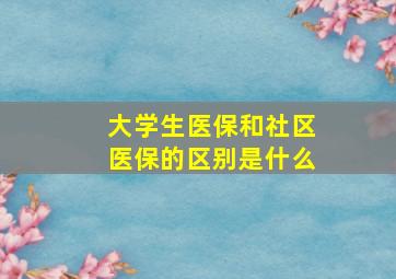 大学生医保和社区医保的区别是什么