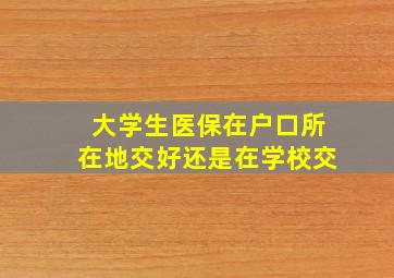 大学生医保在户口所在地交好还是在学校交