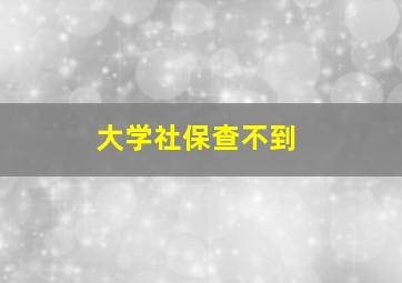 大学社保查不到