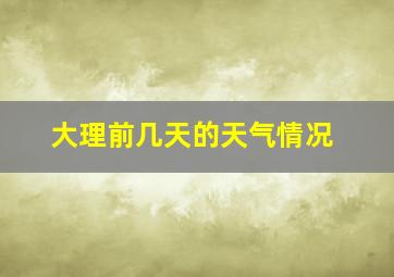 大理前几天的天气情况