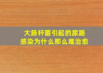 大肠杆菌引起的尿路感染为什么那么难治愈