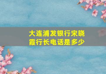 大连浦发银行宋晓霞行长电话是多少