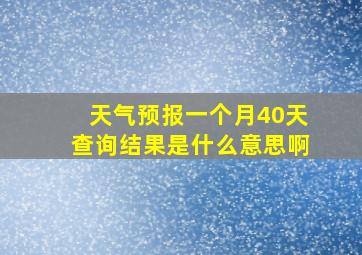 天气预报一个月40天查询结果是什么意思啊