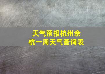 天气预报杭州余杭一周天气查询表