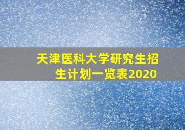 天津医科大学研究生招生计划一览表2020