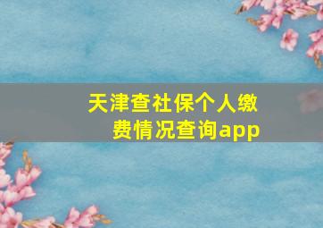 天津查社保个人缴费情况查询app