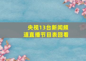 央视13台新闻频道直播节目表回看