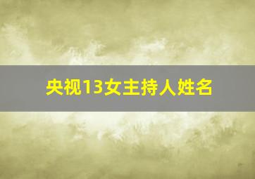 央视13女主持人姓名