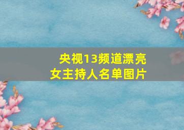 央视13频道漂亮女主持人名单图片