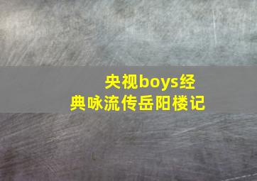 央视boys经典咏流传岳阳楼记