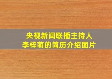 央视新闻联播主持人李梓萌的简历介绍图片