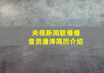 央视新闻联播播音员潘涛简历介绍