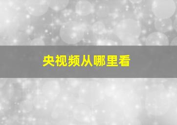 央视频从哪里看