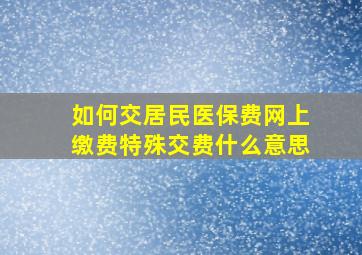 如何交居民医保费网上缴费特殊交费什么意思