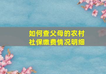 如何查父母的农村社保缴费情况明细