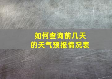 如何查询前几天的天气预报情况表