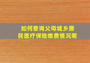 如何查询父母城乡居民医疗保险缴费情况呢