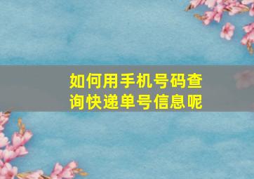 如何用手机号码查询快递单号信息呢