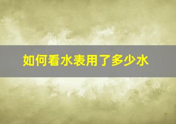 如何看水表用了多少水