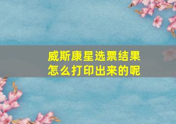 威斯康星选票结果怎么打印出来的呢