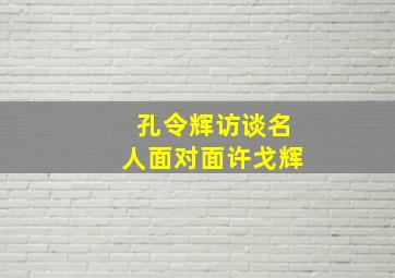 孔令辉访谈名人面对面许戈辉