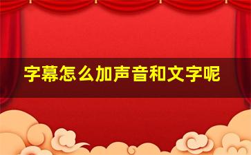 字幕怎么加声音和文字呢