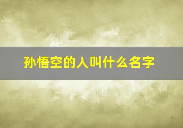 孙悟空的人叫什么名字