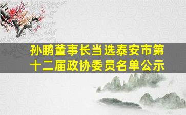 孙鹏董事长当选泰安市第十二届政协委员名单公示