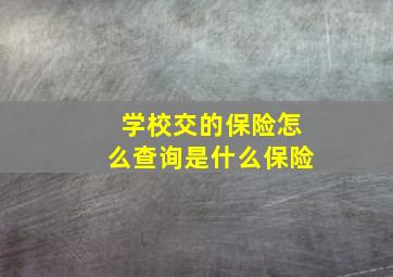 学校交的保险怎么查询是什么保险