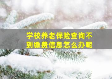 学校养老保险查询不到缴费信息怎么办呢