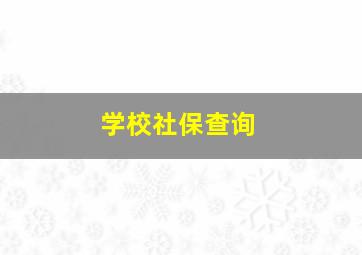 学校社保查询