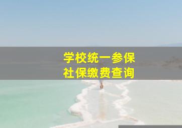 学校统一参保社保缴费查询