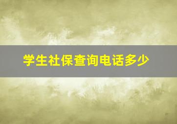 学生社保查询电话多少