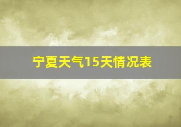 宁夏天气15天情况表